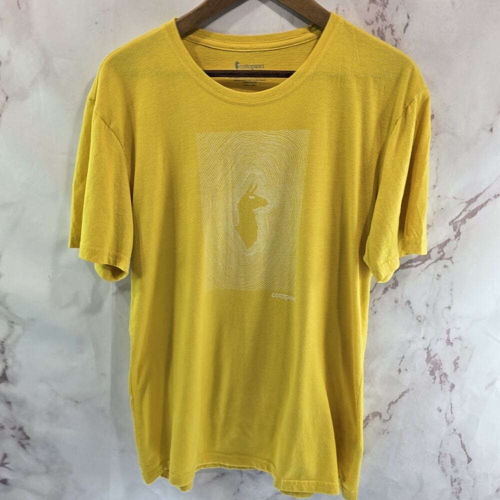 Cotopaxi Shirt Womens XL Yellow Crew Neck Organic Cotton Recycled Llama